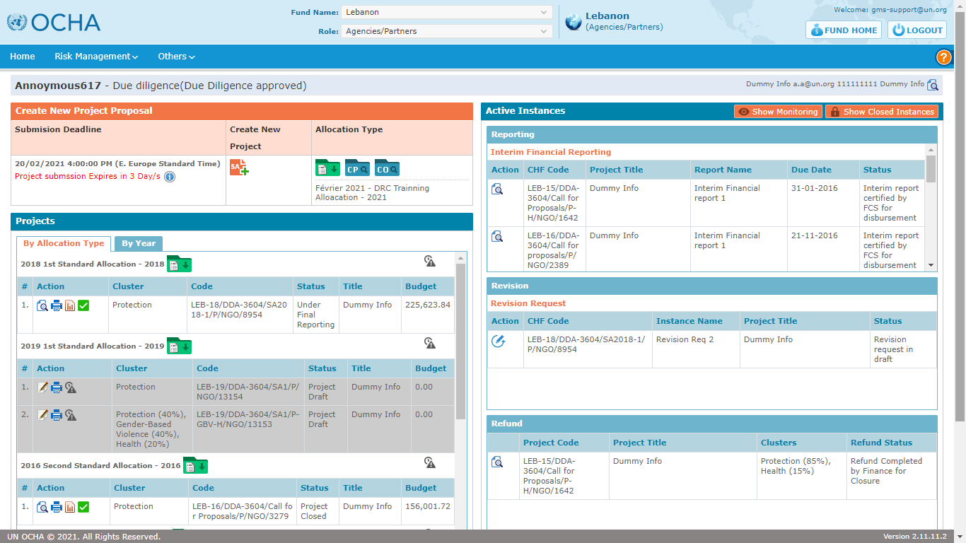 Project Revision Cbpf Grant Management System Gms Business Intelligence